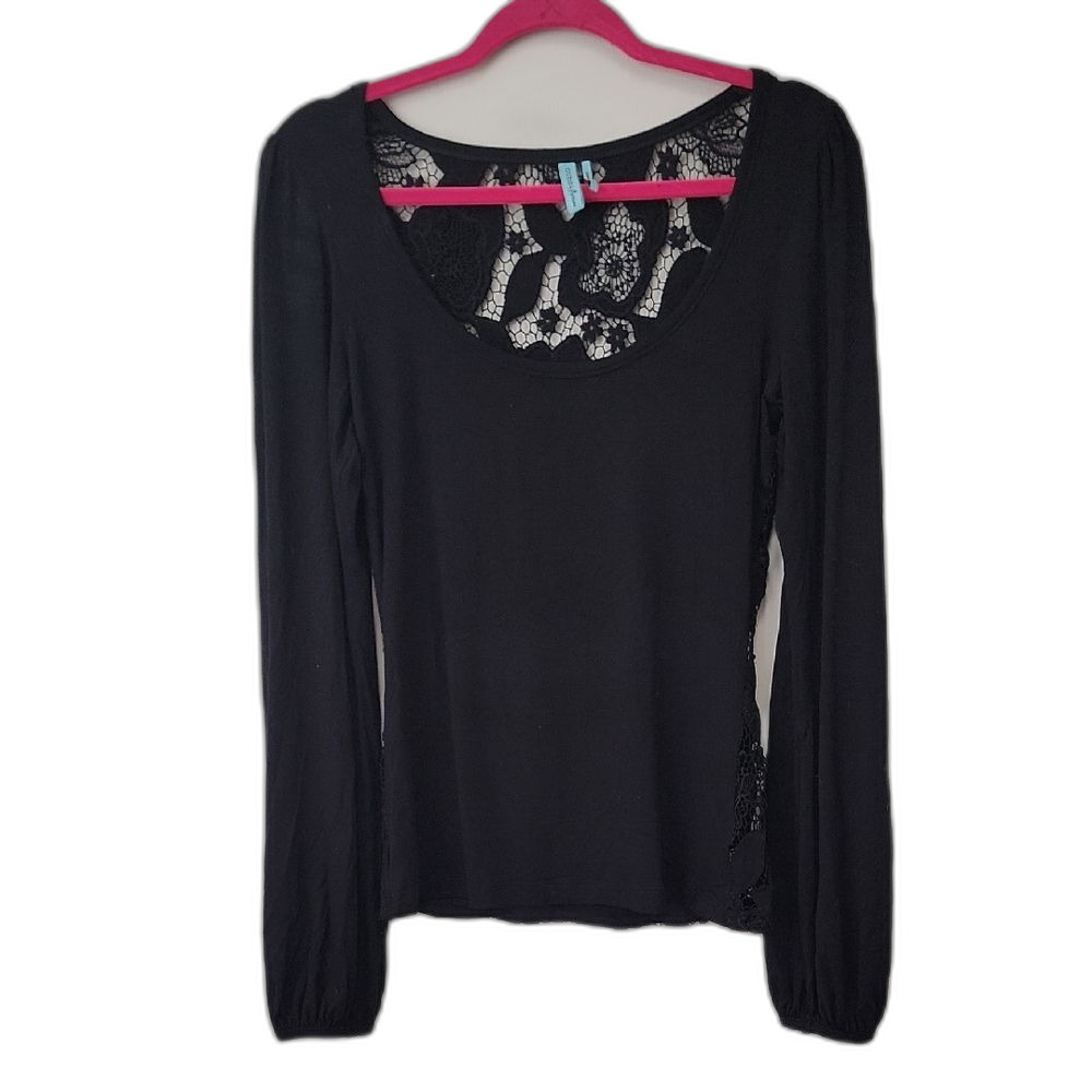 90s Y2K Whimsygoth Guess by Marciano Witchcore Black Long Sleeve Lace Back Top